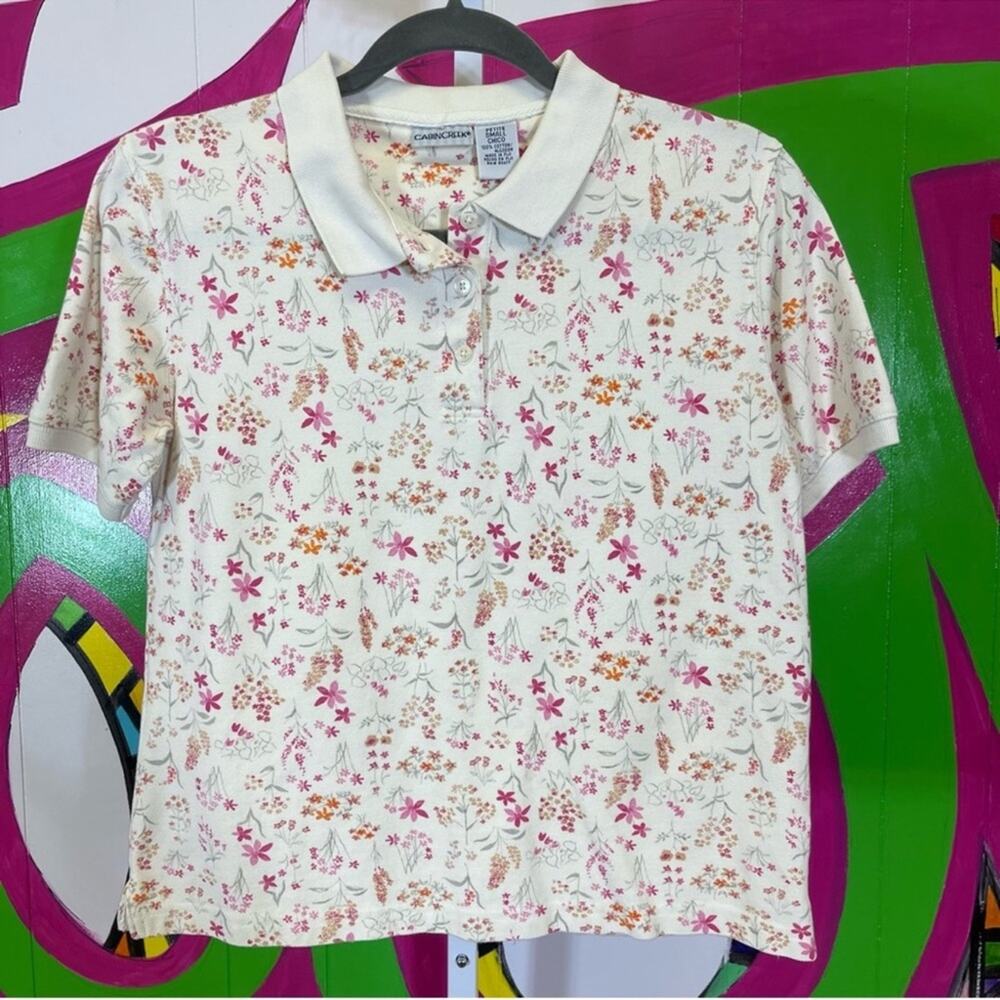 Cabin Creek, Petite Small, Floral Polo Shirt. Excellent condition!